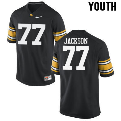 Youth Iowa Hawkeyes #77 Alaric Jackson College Football Jerseys-Black - Click Image to Close